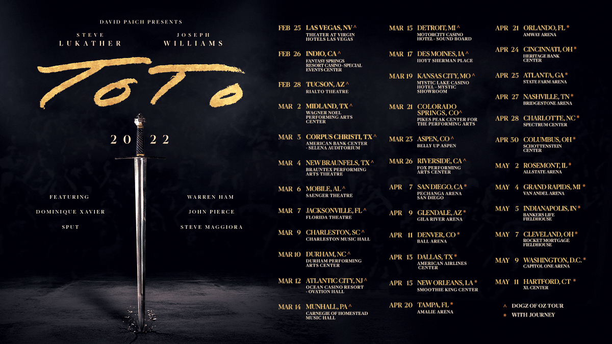 TOTO Dogz of Oz All Dates on Sale Now Joseph Williams of TOTO